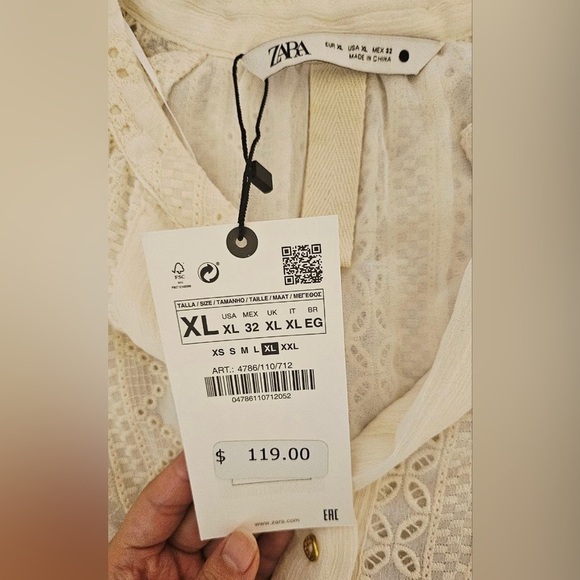 ZARA OPENWORK EMBROIDERY Midi DRESS CREAM New with tag Ref 4786/110 - Picture 16 of 16